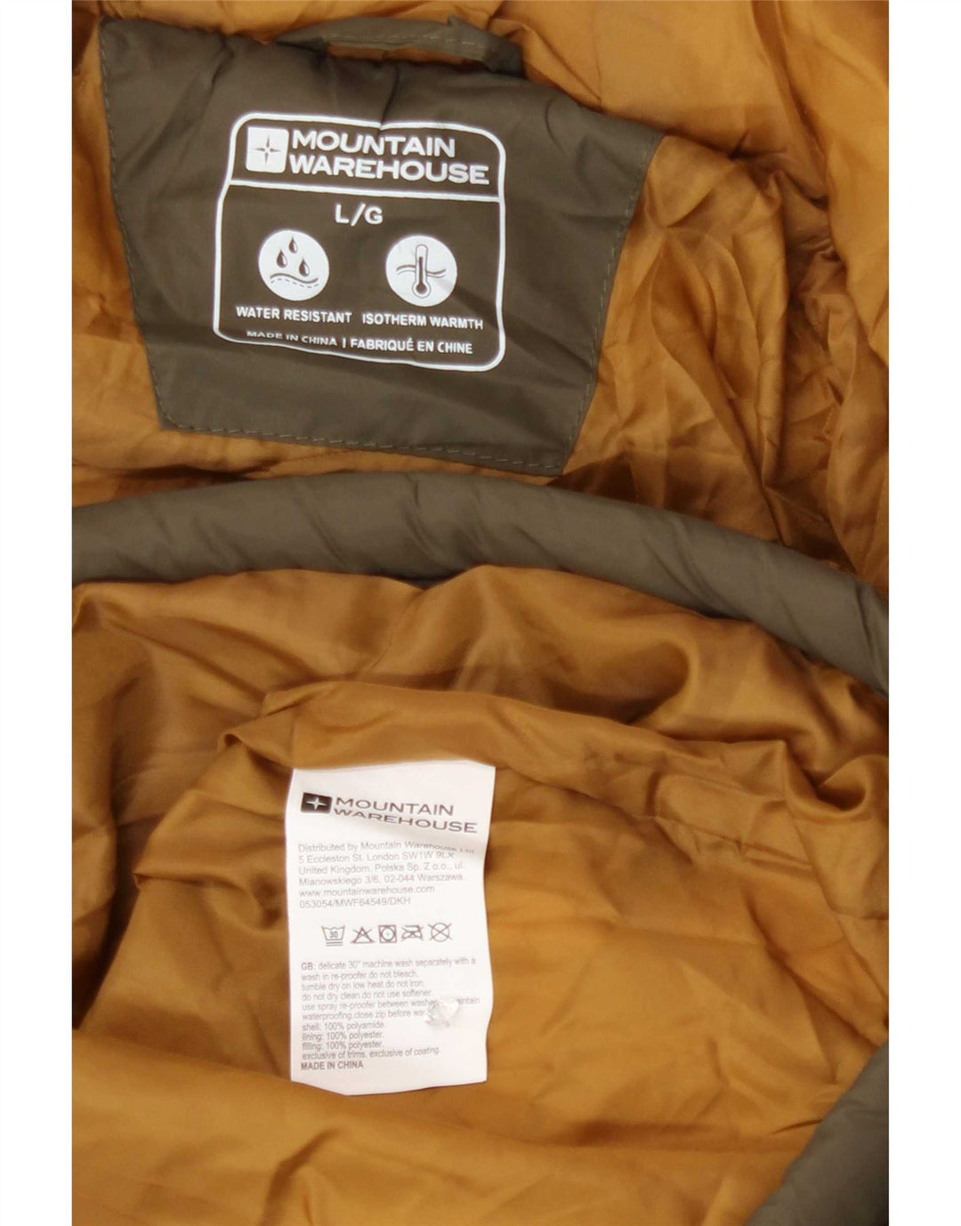 Mountain Warehouse Muška podstavljena jakna s kapuljačom UK 40 Large kaki poliamid