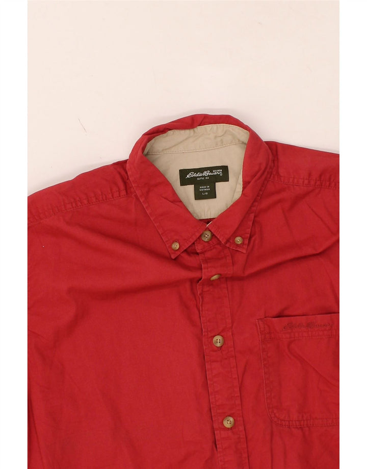 EDDIE BAUER Mens Short Sleeve Shirt Large Red Cotton Vintage Eddie Bauer and Second-Hand Eddie Bauer from Messina Hembry 