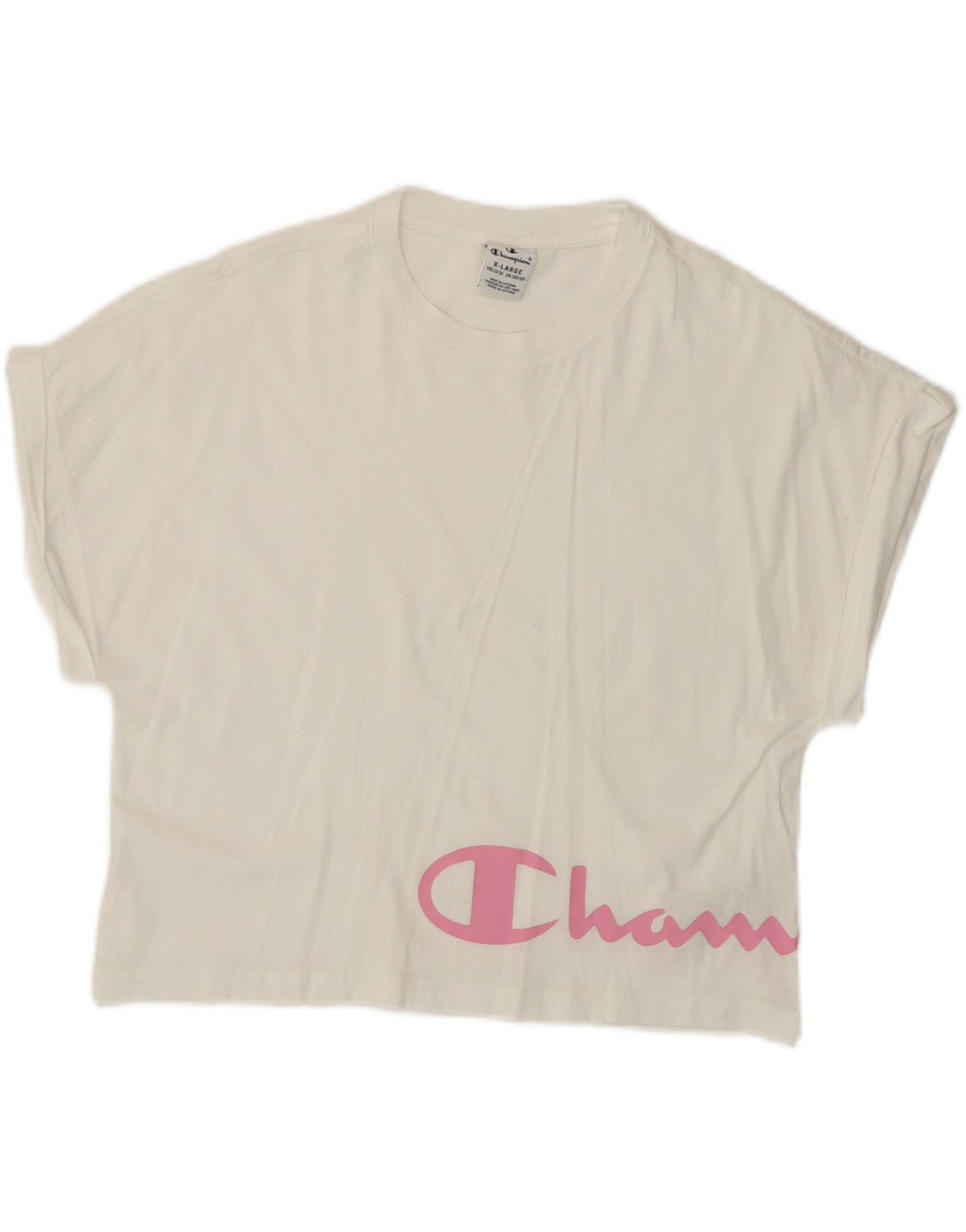 Champion Girls Crop Graphic T-Shirt Majica 13-14 Years XL Bijeli Pamuk