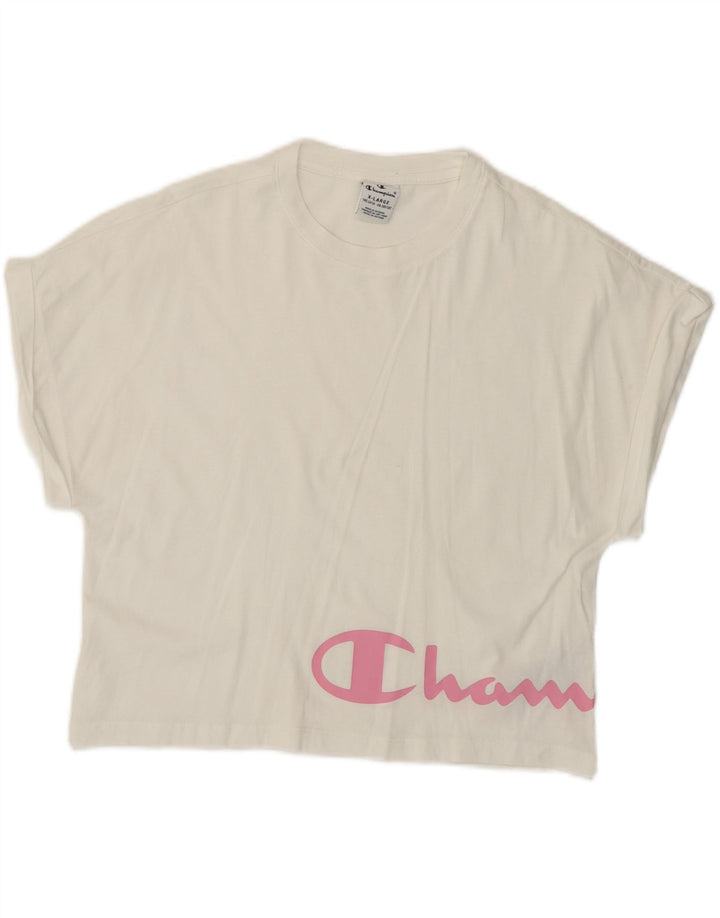 Champion Girls Crop Graphic T-Shirt Majica 13-14 Years XL Bijeli Pamuk