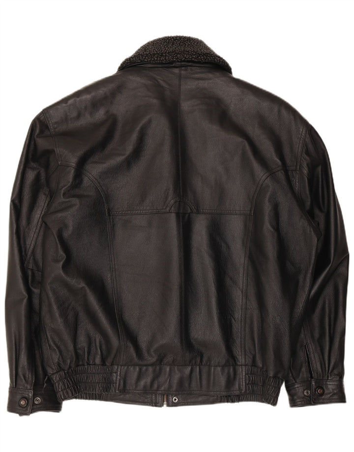 Vintage muška bomber jakna od umjetne kože UK 40 veliki crni poliester