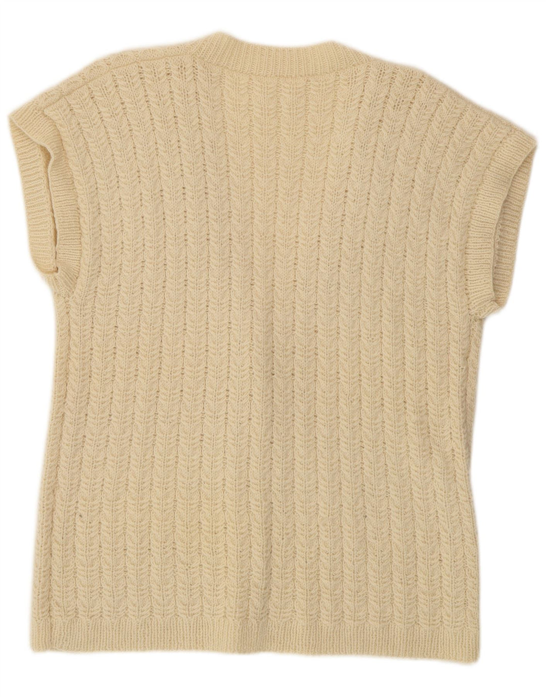 VINTAGE ženski džemper kratkih rukava UK 16 Large Off White