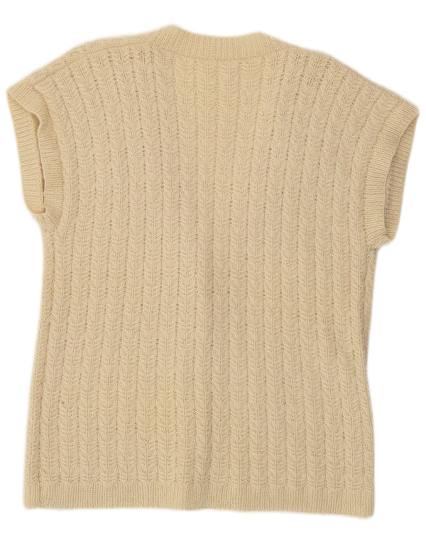 VINTAGE ženski džemper kratkih rukava UK 16 Large Off White