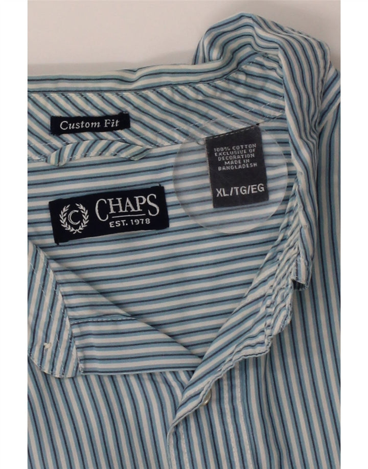 CHAPS Mens Custom Fit Shirt XL Blue Striped Cotton Vintage Chaps and Second-Hand Chaps from Messina Hembry 