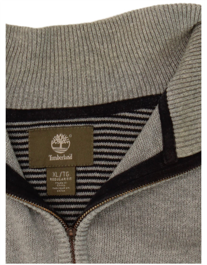 TIMBERLAND Muški pulover s izrezom s patentnim zatvaračem XL sivi