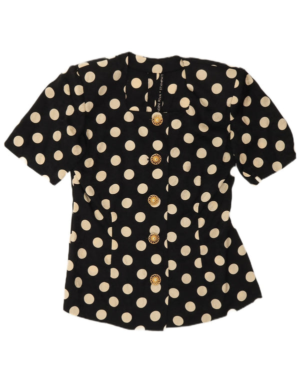 Vintage ženski dvodijelni komplet suknji kratkih rukava UK 12 srednje W28 crna