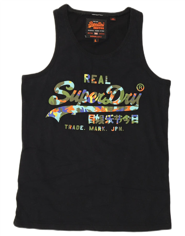 Superdry muški grafički prsluk Veliki crni pamuk