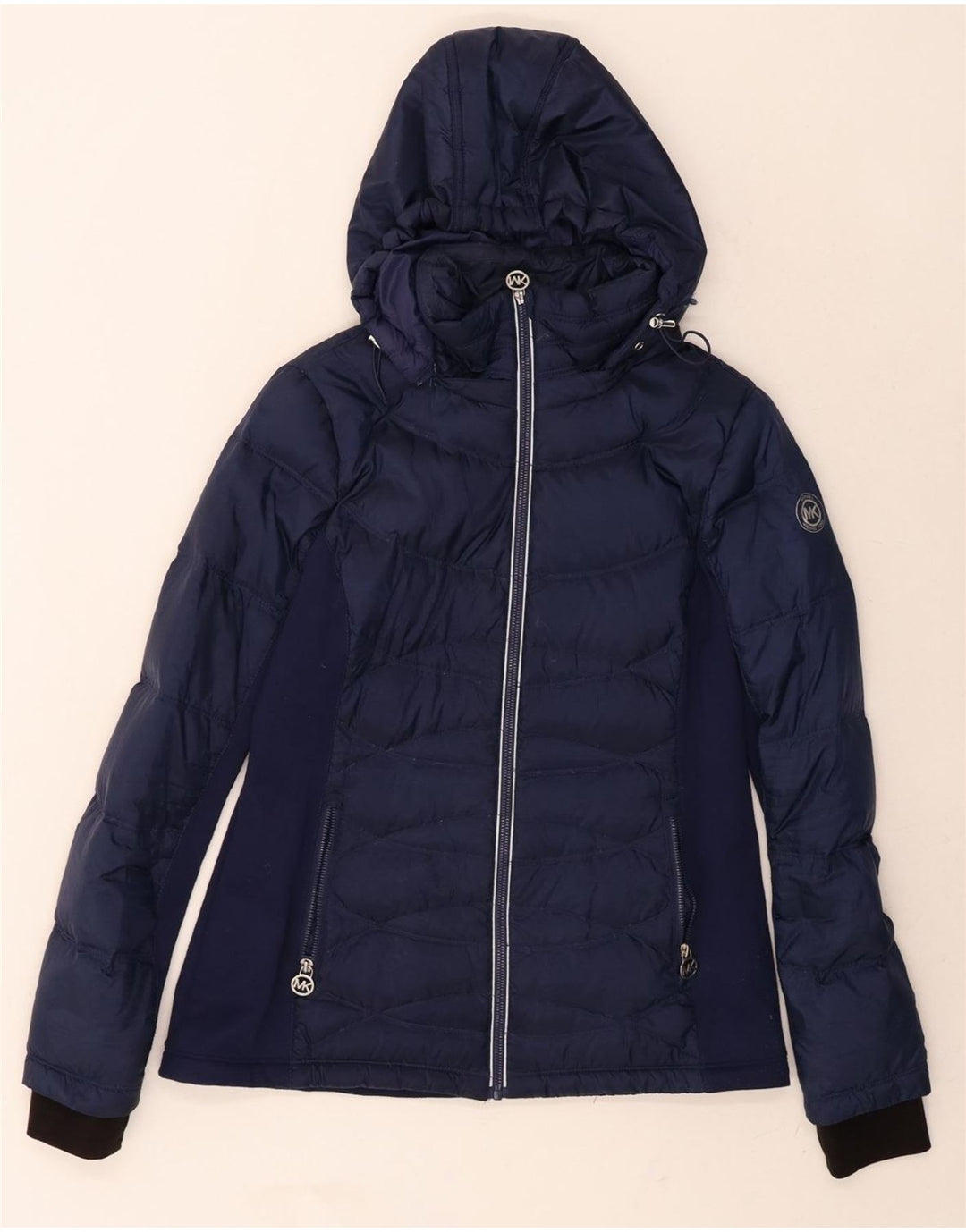 MICHAEL KORS Womens Hooded Padded Jacket UK 14 Medium Navy Blue Polyester Vintage Michael Kors and Second-Hand Michael Kors from Messina Hembry 