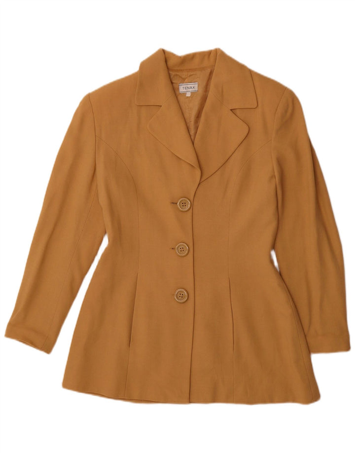 TENAX Womens 3 Button Blazer Jacket UK 12 Medium Brown Viscose