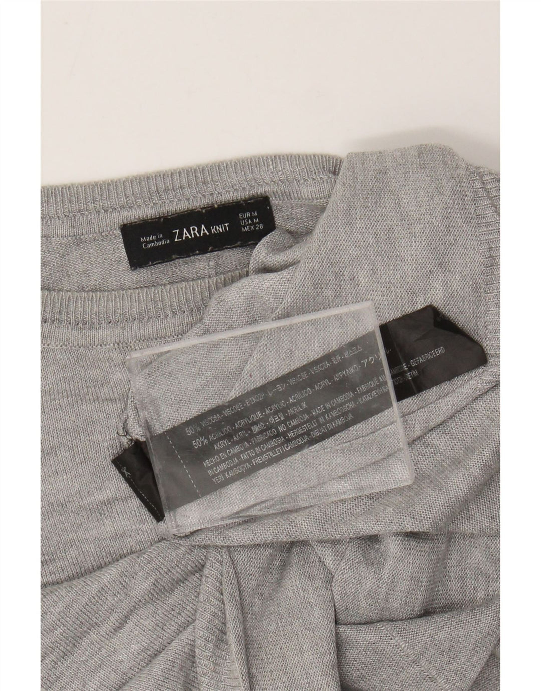 ZARA ženski džemper s morskim izrezom UK 14 Srednje siva prošarana viskoza