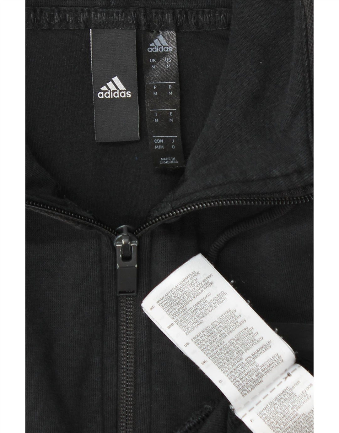 Adidas muški pulover s kapuljačom na patentni zatvarač Srednje crni pamuk