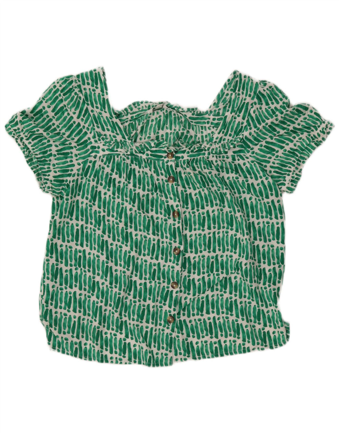 MONSOON Ženska prevelika skraćena košulja bluza UK 16 Velike zelene pruge