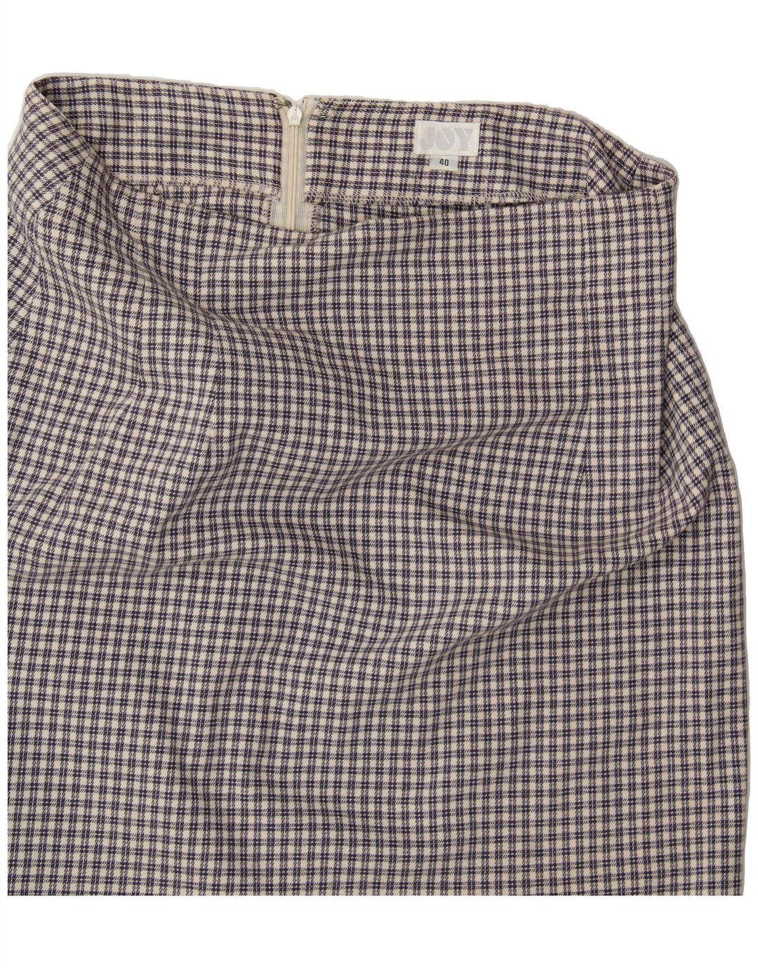 JOY Womens Straight Skirt EU 40 Medium W30 Grey Check Cotton Vintage Joy and Second-Hand Joy from Messina Hembry 