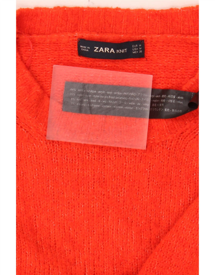 Zara ženski dugi pulover s dugim prekomjernim izrezom UK 14 srednje crvene boje