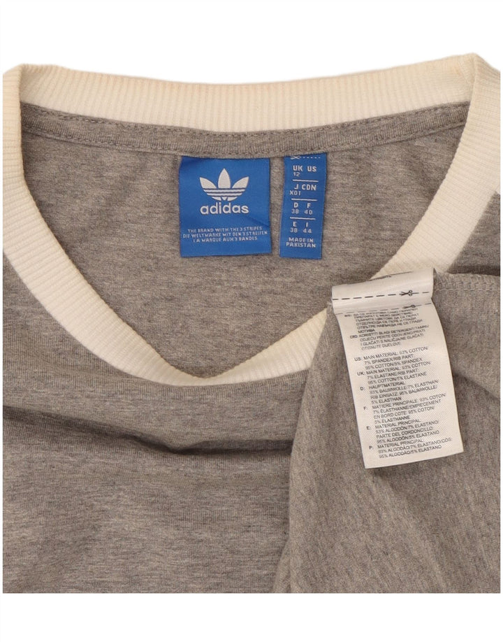 Ženska majica dugih rukava Adidas UK 12, srednje sivi flekasti pamuk