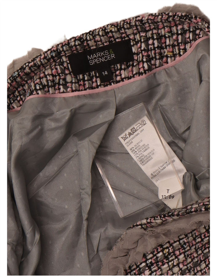 Marks & Spencer ženska bolero jakna 3/4 rukava UK 14 srednje siva karirana