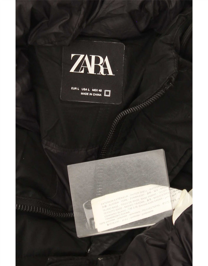 Zara muški podstavljeni kaput s kapuljačom UK 40 veliki crni poliester