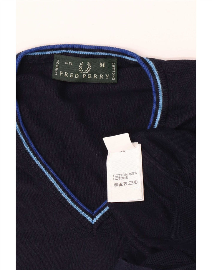 Srednji tamnoplavi pamuk, muški džemper s V-izrezom Fred Perry
