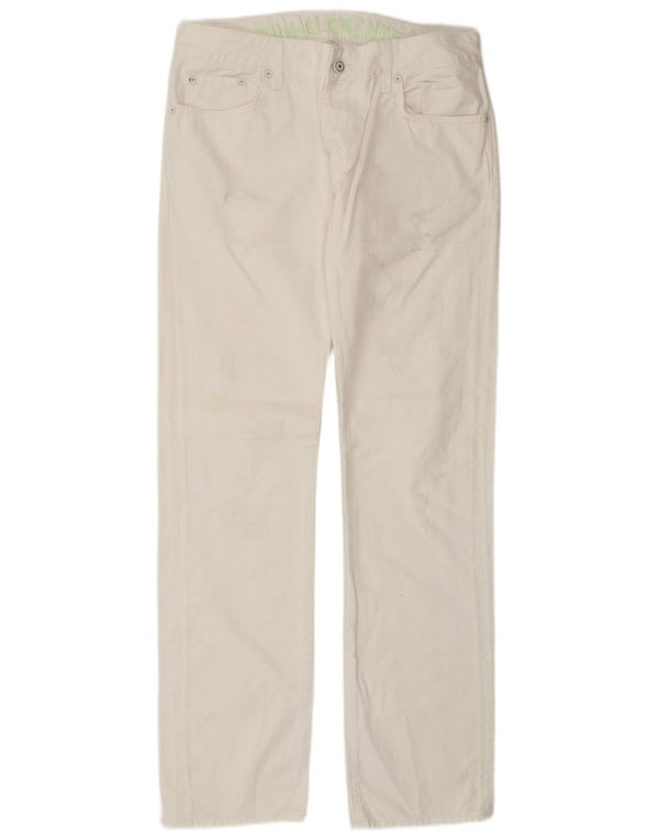 ZU ELEMENTS Ženske ravne traperice s oskudima W32 L34 Bijeli pamuk