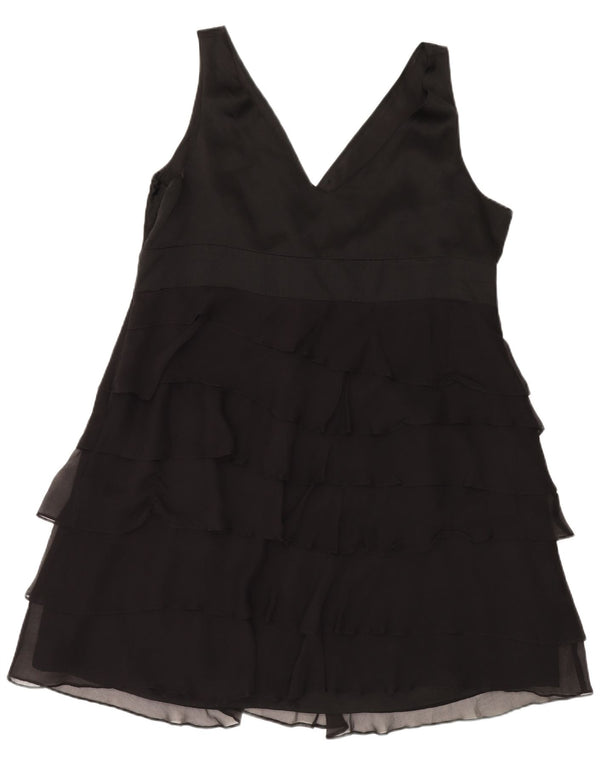 MONSOON Ženska višeslojna haljina bez rukava UK 22 3XL crna svila