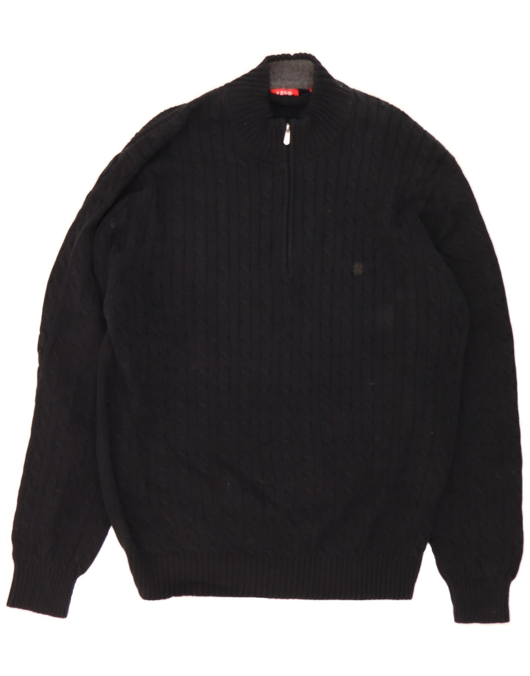IZOD Mens Zip Neck Jumper Sweater 2XL Black Cotton Vintage Izod and Second-Hand Izod from Messina Hembry 