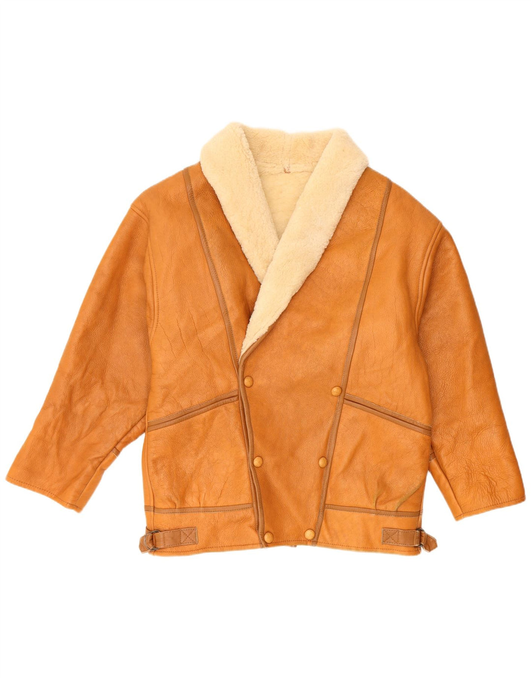 Vintage muška jakna s ovčicama UK 36 Mala smeđa