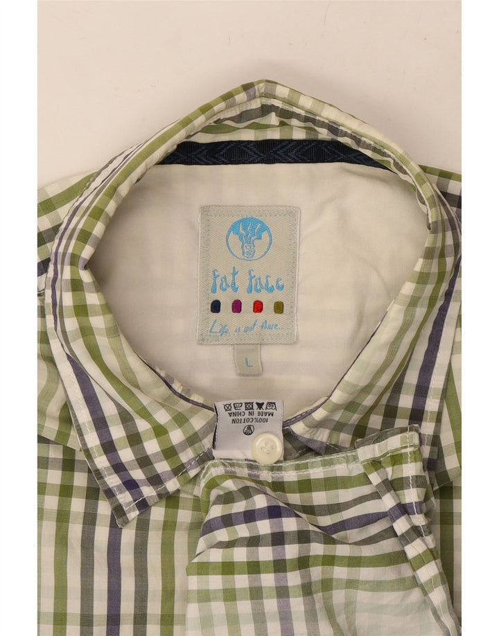 FAT FACE Muška majica kratkih rukava Veliki zeleni karirani pamuk