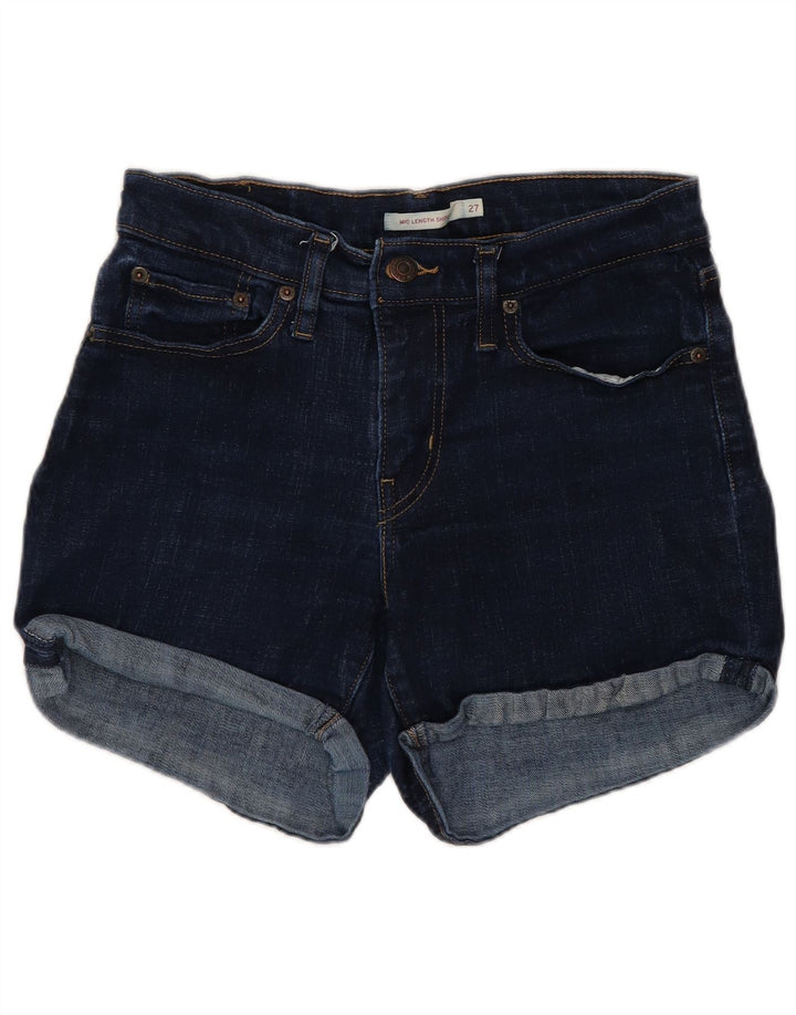 LEVI'S Ženske traper kratke hlače srednjeg rasta W27 male tamnoplavi pamuk