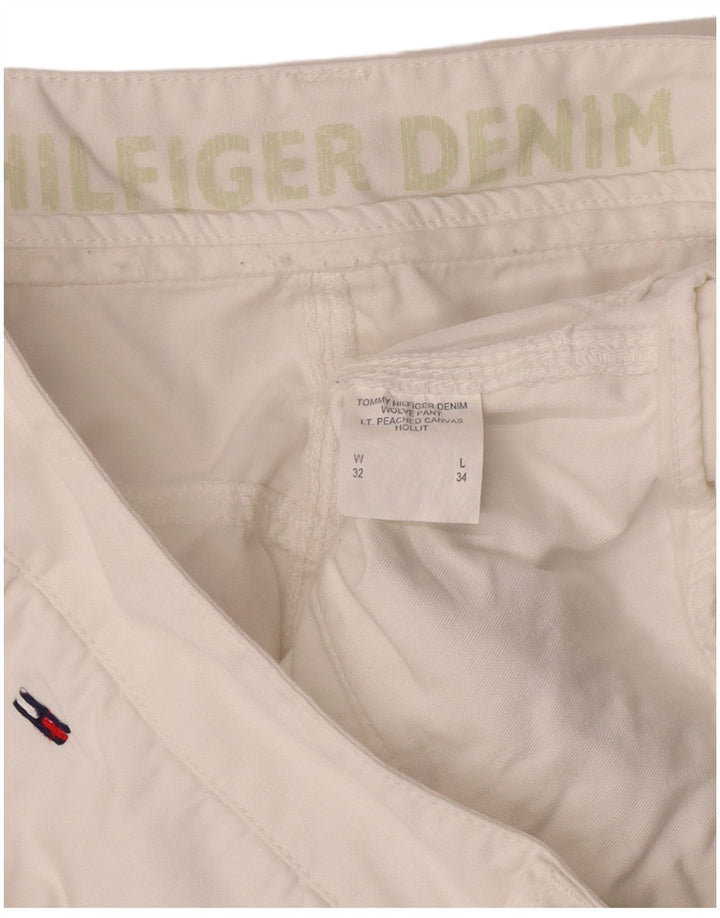 TOMMY HILFIGER Mens Bootcut Cargo Trousers W32 L34 White Cotton