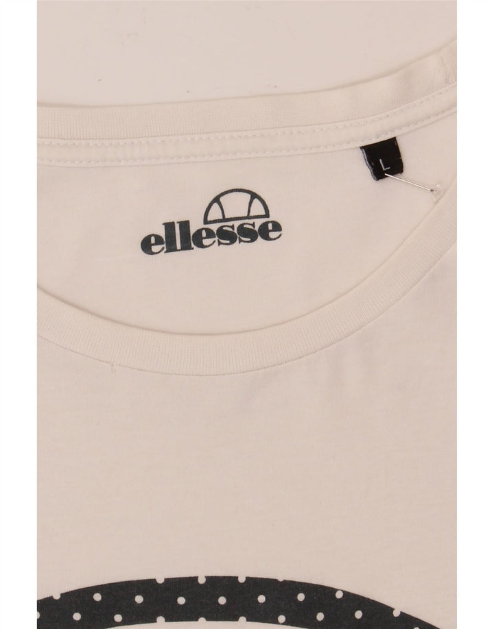 ELLESSE Mens Graphic T-Shirt Top Large White Cotton Vintage Ellesse and Second-Hand Ellesse from Messina Hembry 