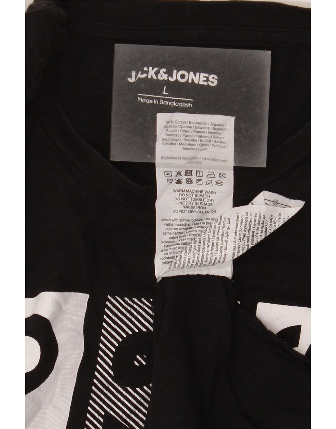 Velika crna pamučna muška majica s grafičkim motivima Jack & Jones