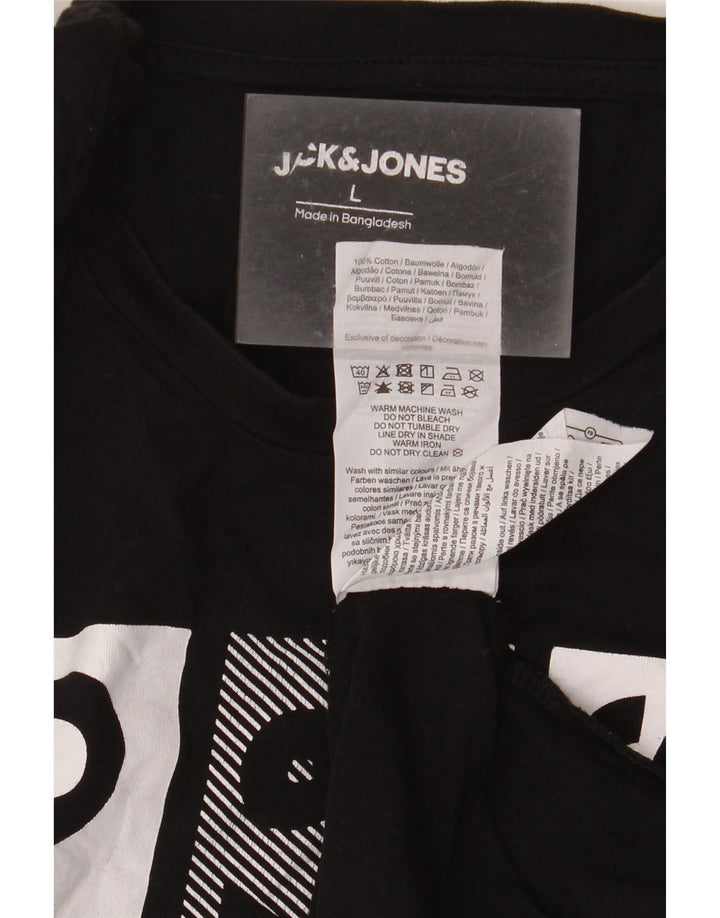 Velika crna pamučna muška majica s grafičkim motivima Jack & Jones