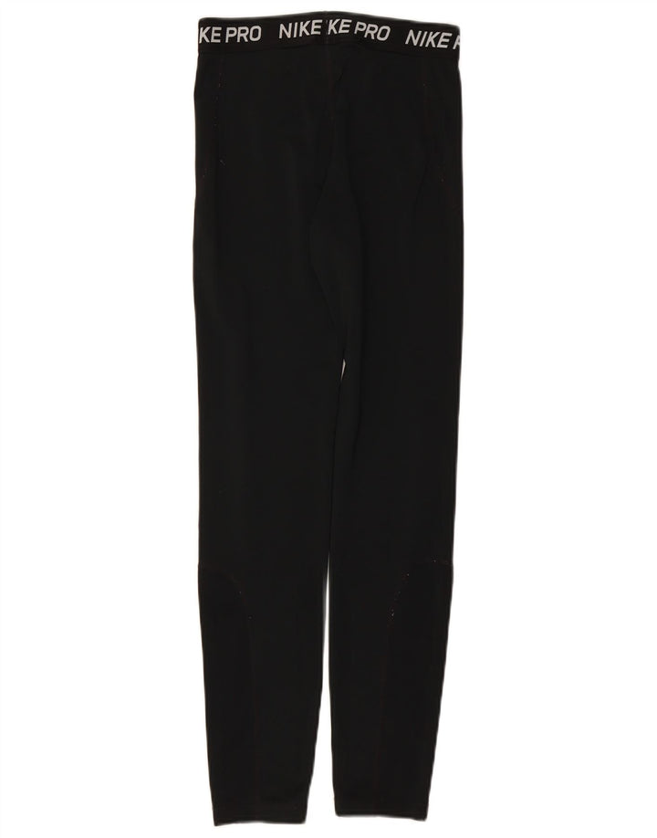 NIKE Girls Dri Fit Graphic Leggings 13-14 Years XL Black Poliester