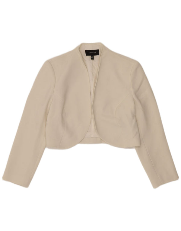 Ženska otvorena bolero jakna Karen Millen UK 10, mali bijeli acetat