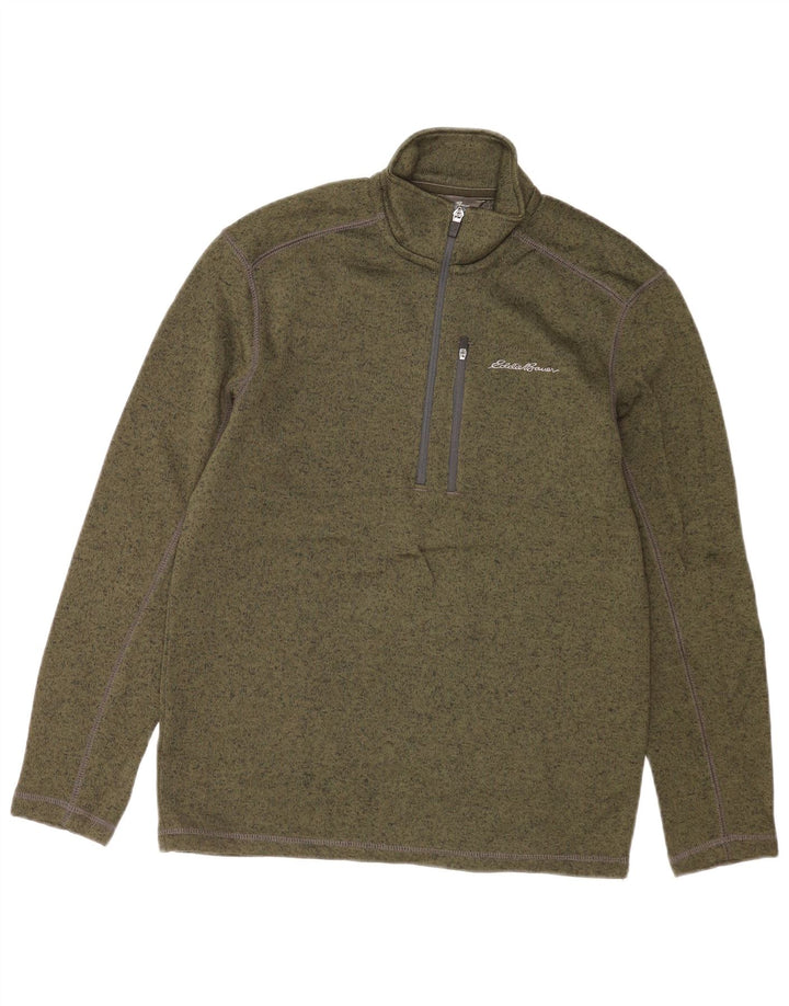 Eddie Bauer muška majica s izrezom i kratkim zatvaračem, mali zeleni pjegavi poliester