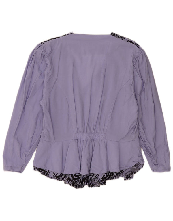 Vintage ženska košulja bluza 3/4 rukava UK 14 velika ljubičasta cvjetna