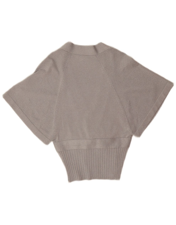 Ženski kardigan pulover kratkih rukava Karen Millen US 1 XS srebrna viskoza