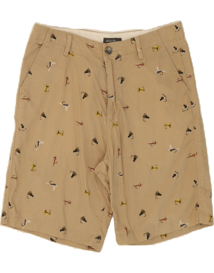EDDIE BAUER Mens Abstract Pattern Chino Shorts W32 Medium  Beige Cotton Vintage Eddie Bauer and Second-Hand Eddie Bauer from Messina Hembry 
