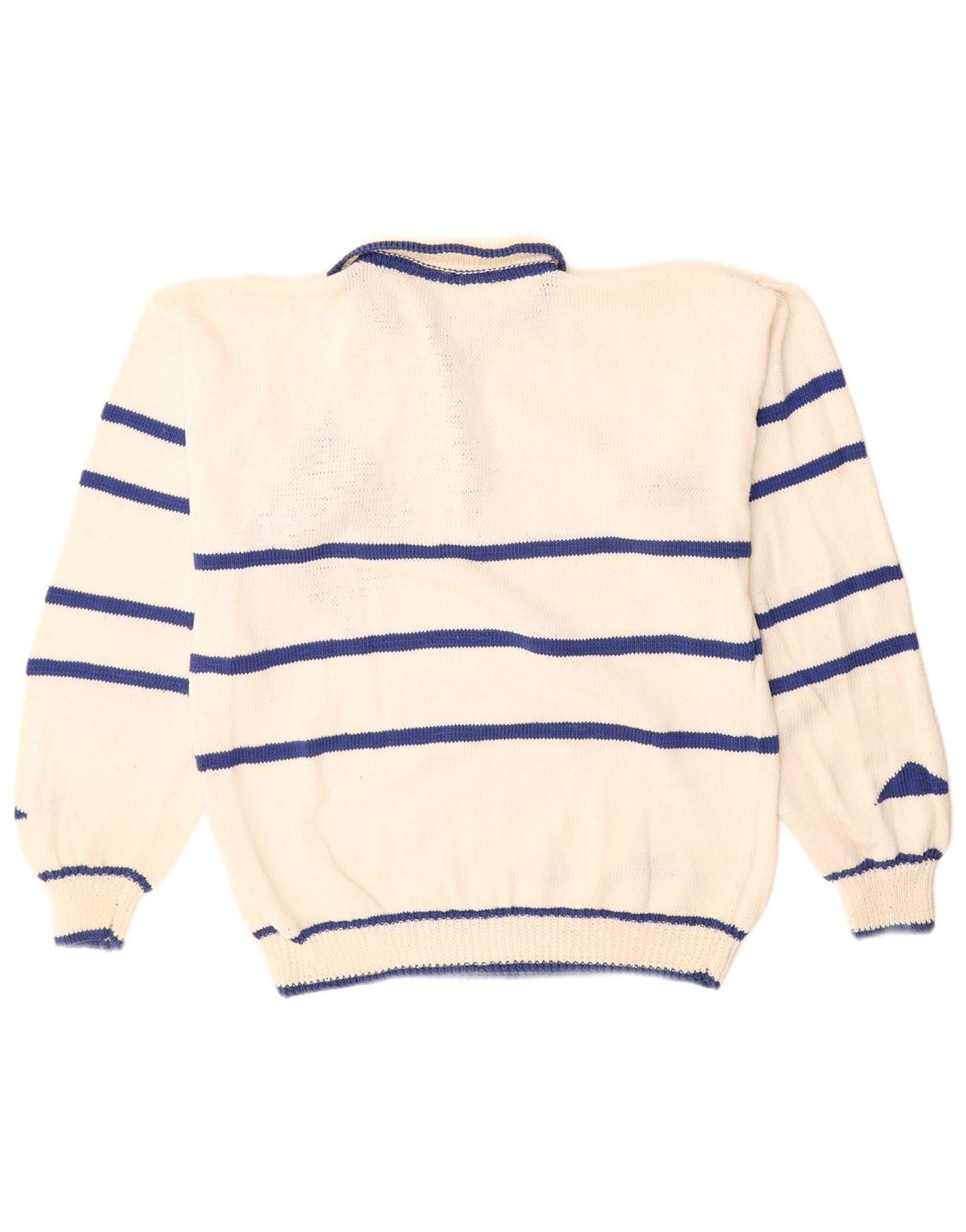 Vintage muški džemper s polo izrezom srednje bijele geometrije