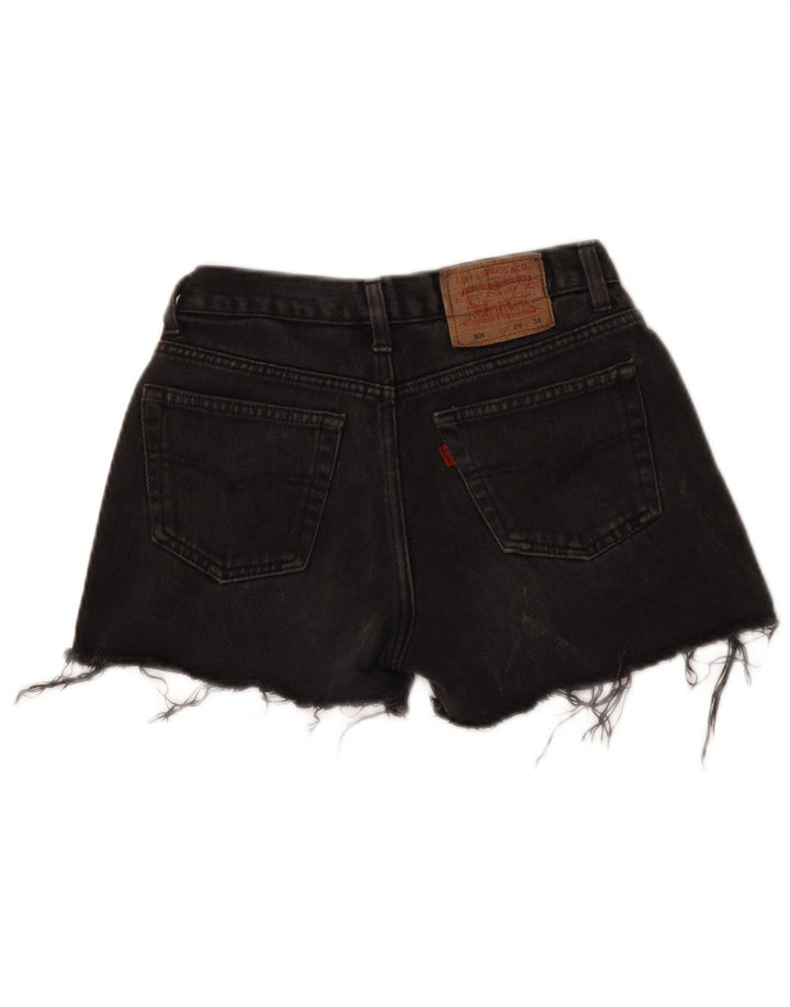 Levi's ženske 501 traper vruće hlačice W29 srednje crne pamučne boje