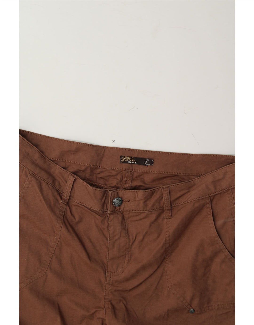 PRANA Womens Bermuda Shorts US 12 Large W34 Brown Cotton Vintage Prana and Second-Hand Prana from Messina Hembry 
