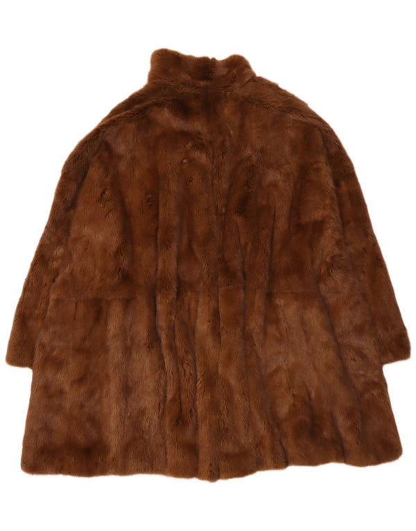 Vintage ženska prevelika krznena bunda UK 18 XL smeđa