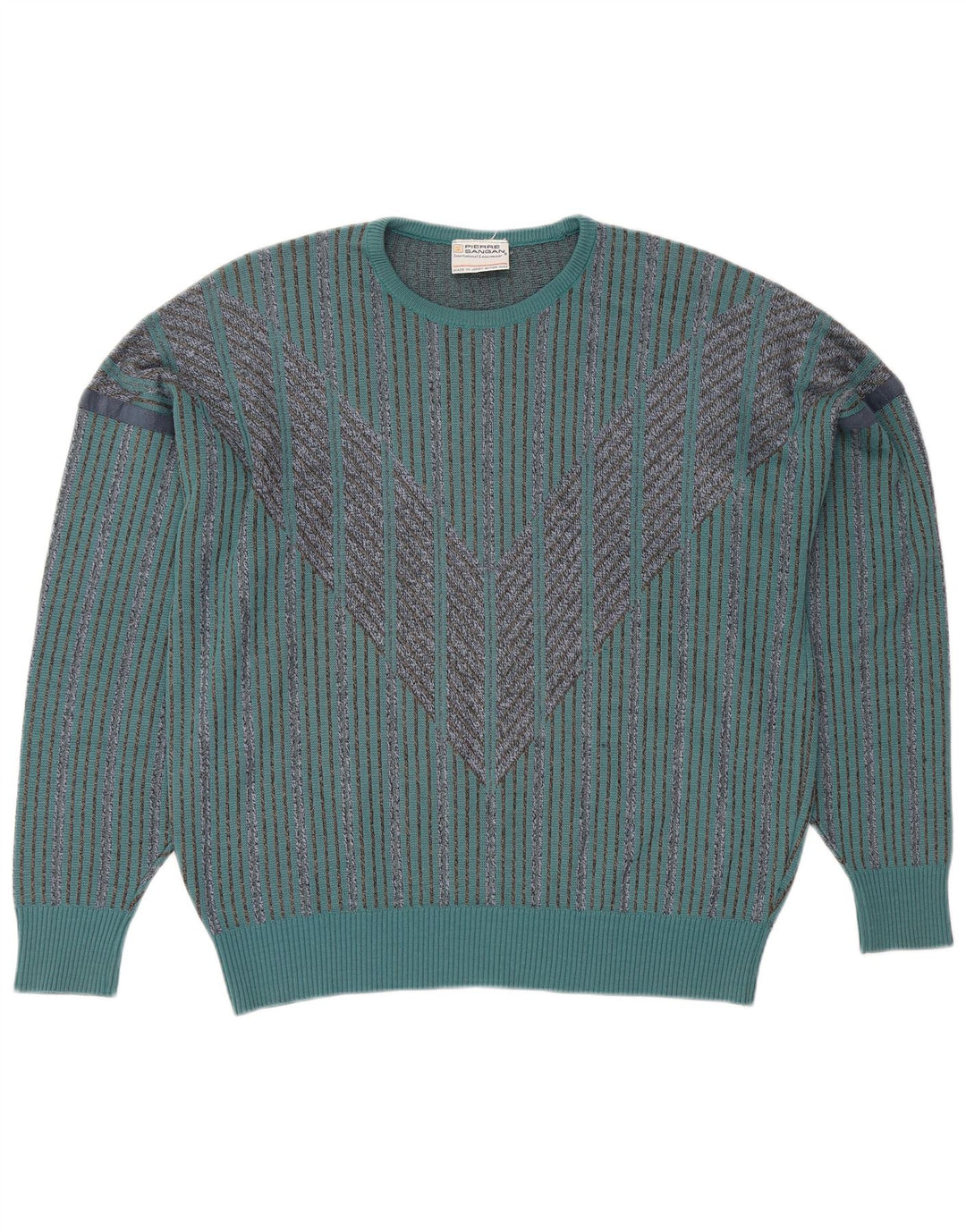 PIERRE SANGAN Muški džemper s okruglim izrezom Veliki plavi prugasti akrilni pulover