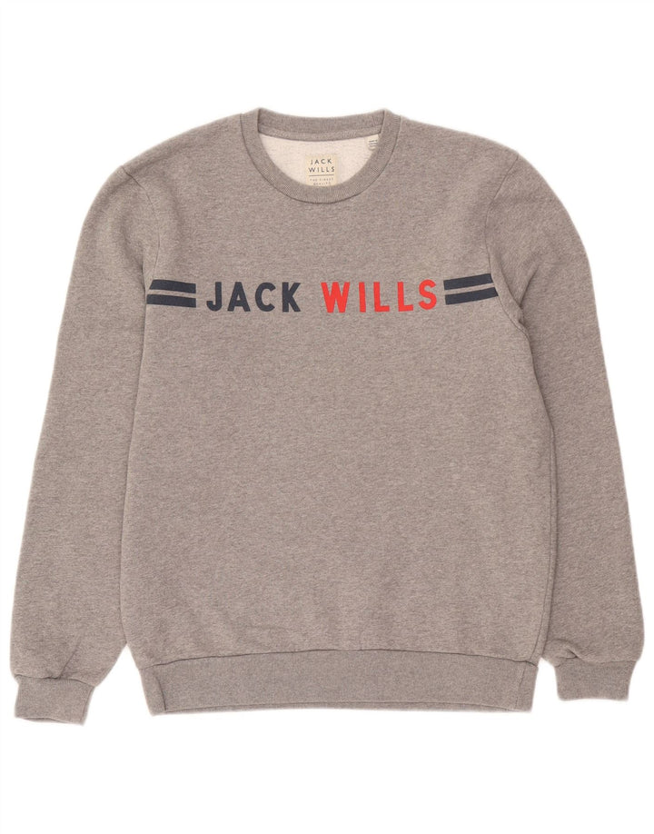 Jack Wills muški džemper s grafičkim motivima, srednje sivi flekasti pamuk