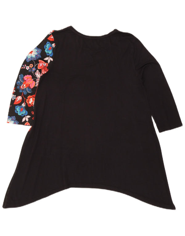 Desigual ženska top tunika s 3/4 rukavima UK 14 velika crna cvjetna