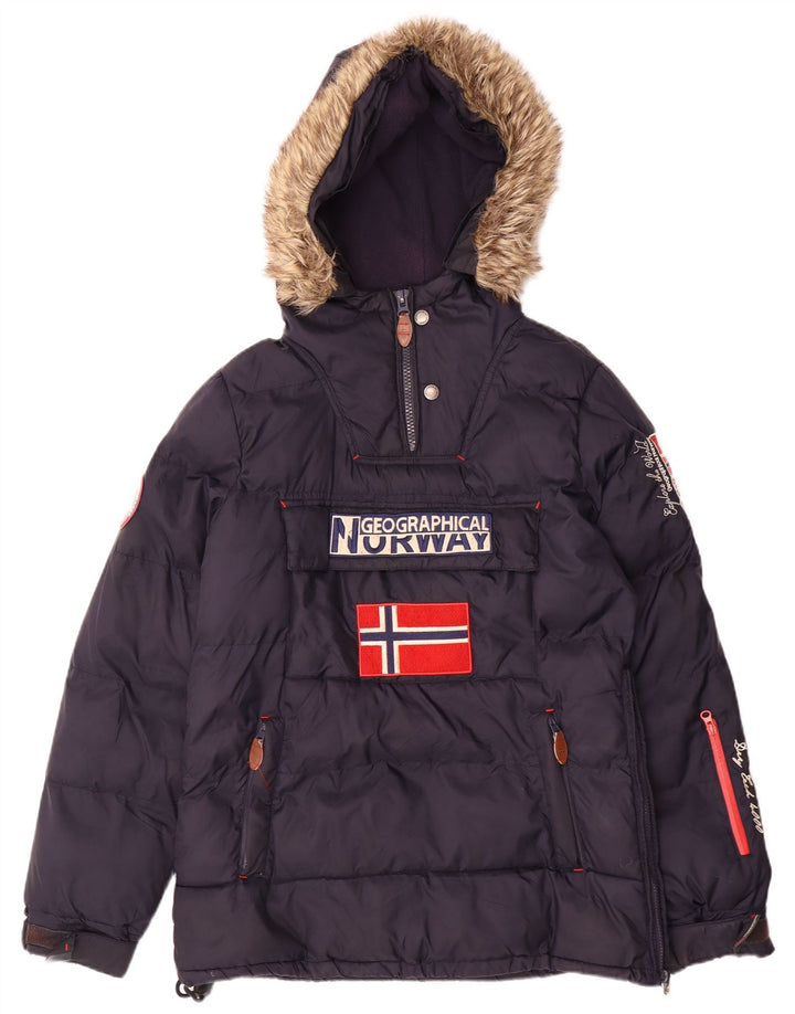 Norveška muška anorak podstavljena jakna s kapuljačom UK 36 Mala tamnoplava poliester