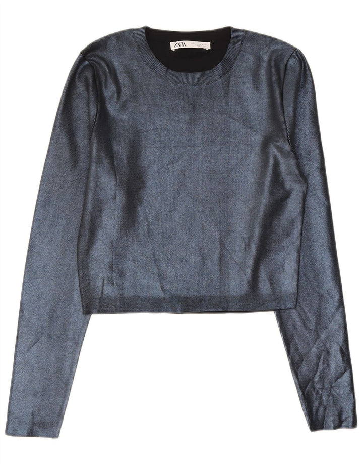 Zara ženski kratki top UK 18 XL tamnoplavi poliester