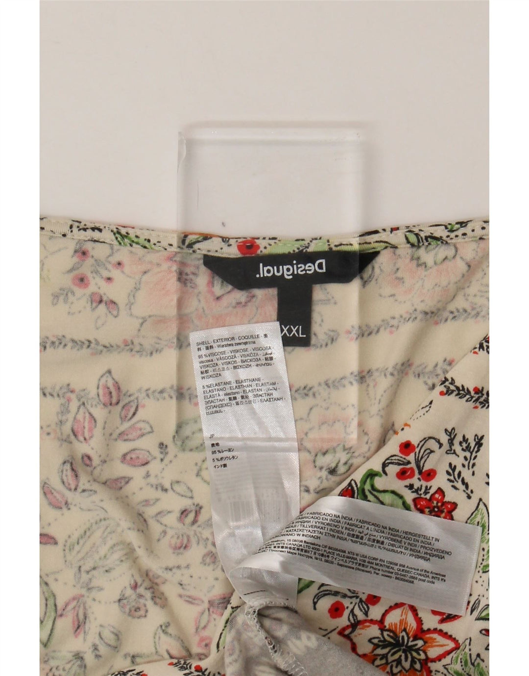 DESIGUAL gornji dio ženske bluze UK 20 2XL sivo bijela cvjetna viskoza