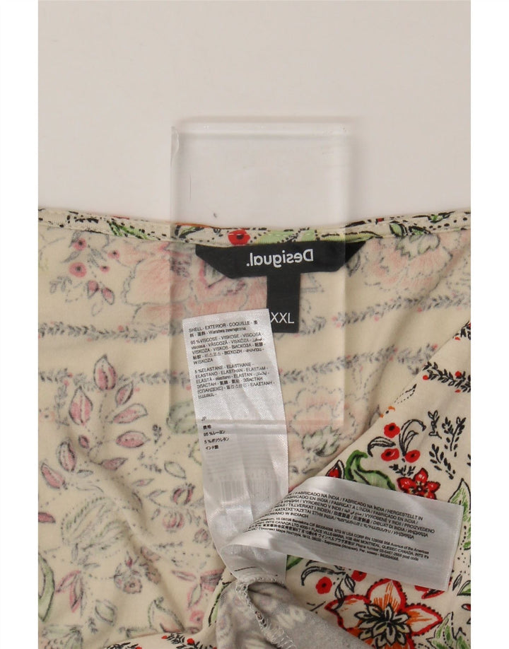 DESIGUAL gornji dio ženske bluze UK 20 2XL sivo bijela cvjetna viskoza