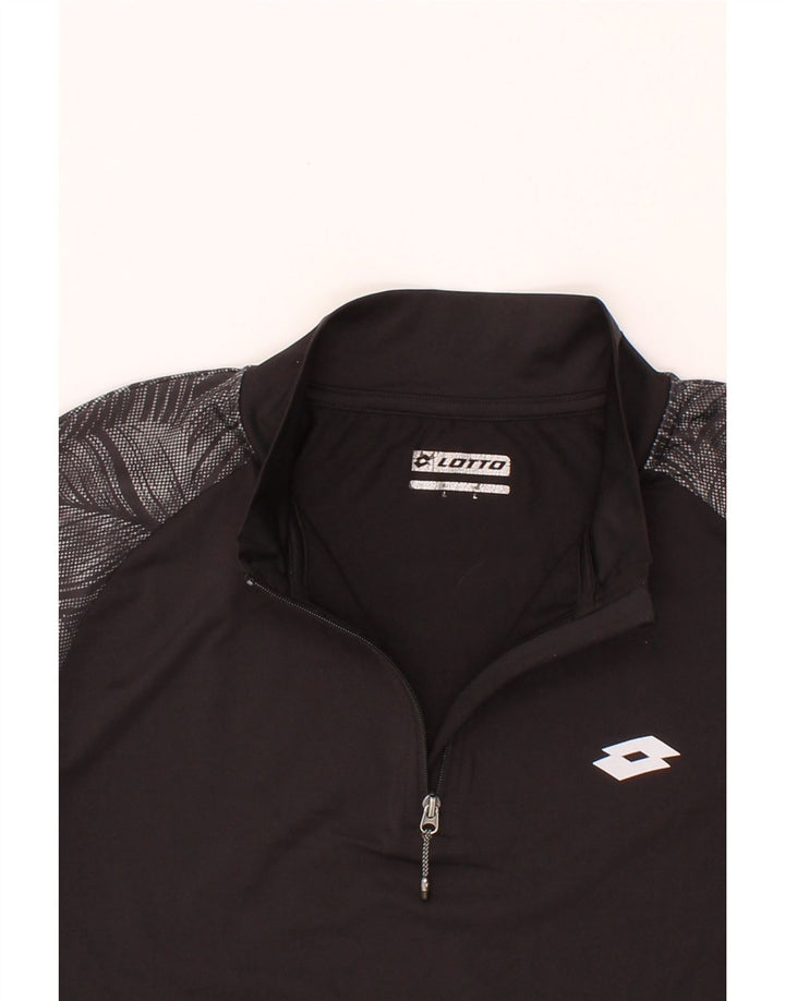 LOTTO Womens Zip Neck Pullover Tracksuit Top UK 16 Large Black Colourblock Vintage Lotto and Second-Hand Lotto from Messina Hembry 